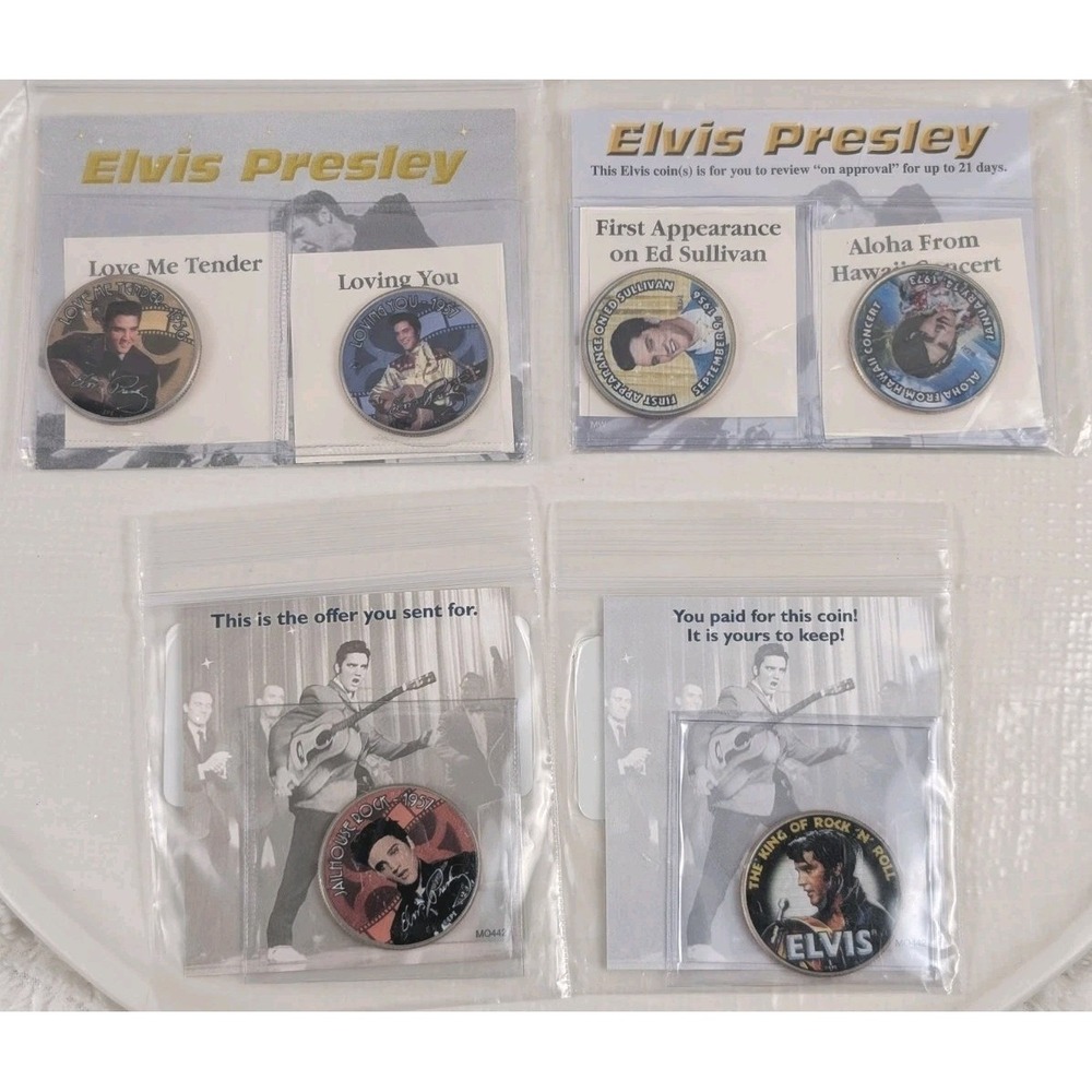 Elvis Presley Colorized U.S. Half Dollar Coin Collection β Lot of 6